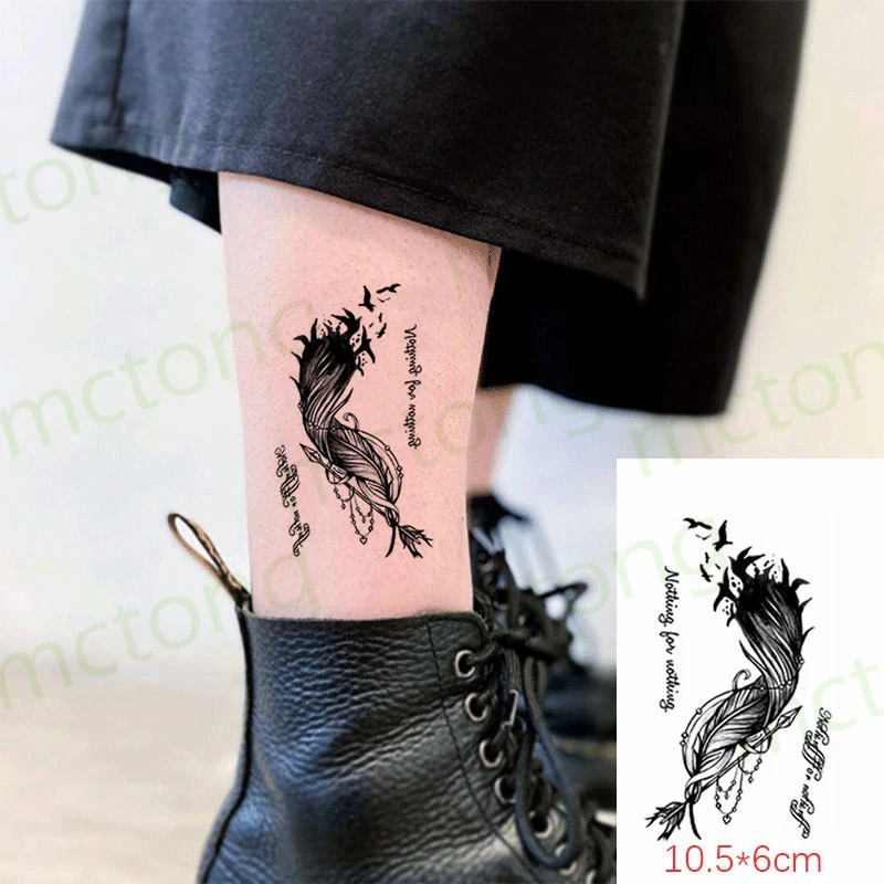 

Водостойкая временная татуировка, переводная картинка с птичьими перьями, индивидуальная имитация боди-арта для девочек, женщин и мужчин