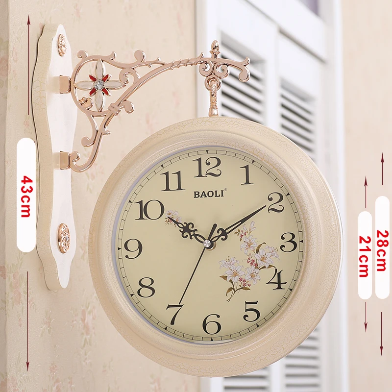 clock 4 Настенные часы с двойным лицом, европейские, для гостиной, кабинета, винтажные часы, современный дизайн, аксессуары для украшения дома, цифровые часы - Цвет: clock 4