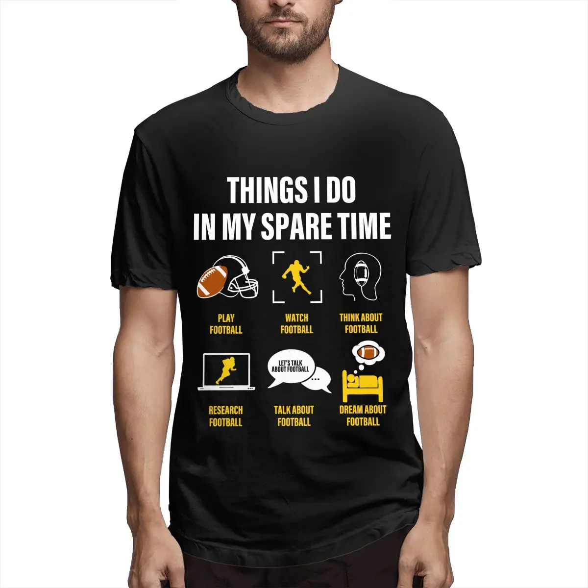 

Football Things I Do In My Spare Time Men's T Shirts Unique Tees Short Sleeve Round Neck T-Shirt Cotton Original Clothing