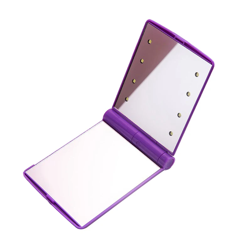 8 LED Purple 8 светодиодный фонарь зеркало для макияжа с подсветкой, мини карманное зеркало портативное гибкое складное косметическое зеркало светодиодный зеркало - Цвет: 8 LED Purple