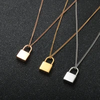 simple lock pendant necklace high quality stainless steel exquisite clavicle chain for men women fashion jewelry accessories