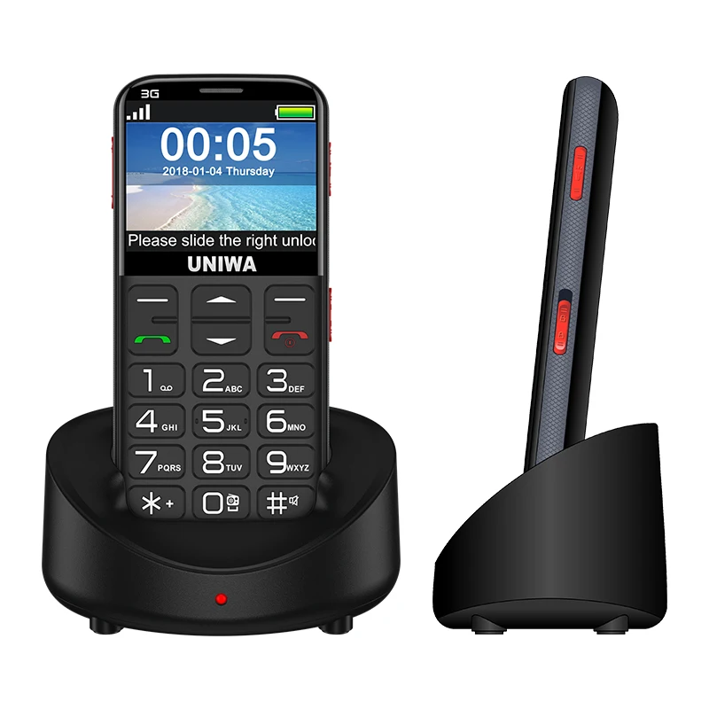 Black UNIWA V808G английская русская клавиатура 10 дней в режиме ожидания 3g WCDMA сильный фонарь Мобильный телефон большой SOS 3g мобильный телефон - Color: Black