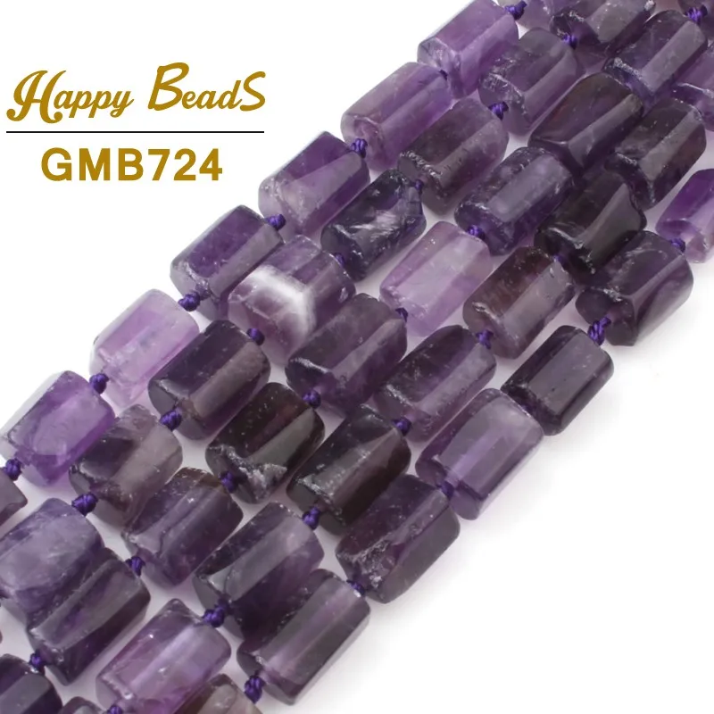 Natural Faceted Purple Amethysts Beads Cylinder Loose Spacer Stone For Jewelry Making DIY Charm Bracelet 7.5&quotInches 8x11mm | Украшения