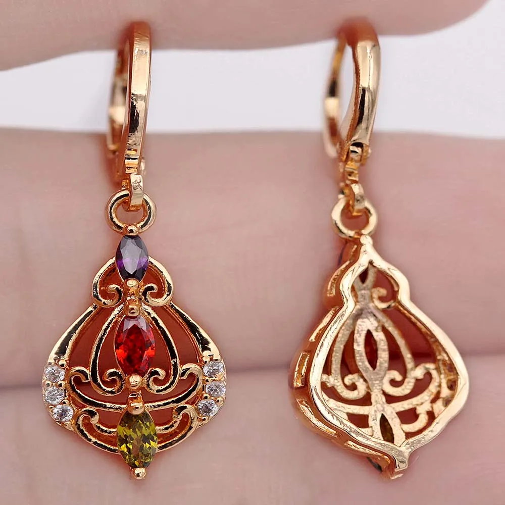 Висячие серьги-подвески для женщин золотистые серьги-капельки с зеленым и