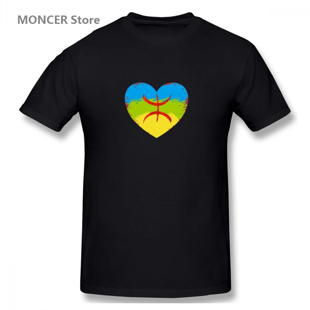 

Amazigh Love Heart Flag - Berber Heart Flag Men's Basic Short Sleeve T-Shirt Funny Berber Amazigh Flag Tshirt
