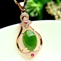 natural green chalcedony hand carved water drop pendant fashion boutique jewelry mens and womens green agate necklace gift