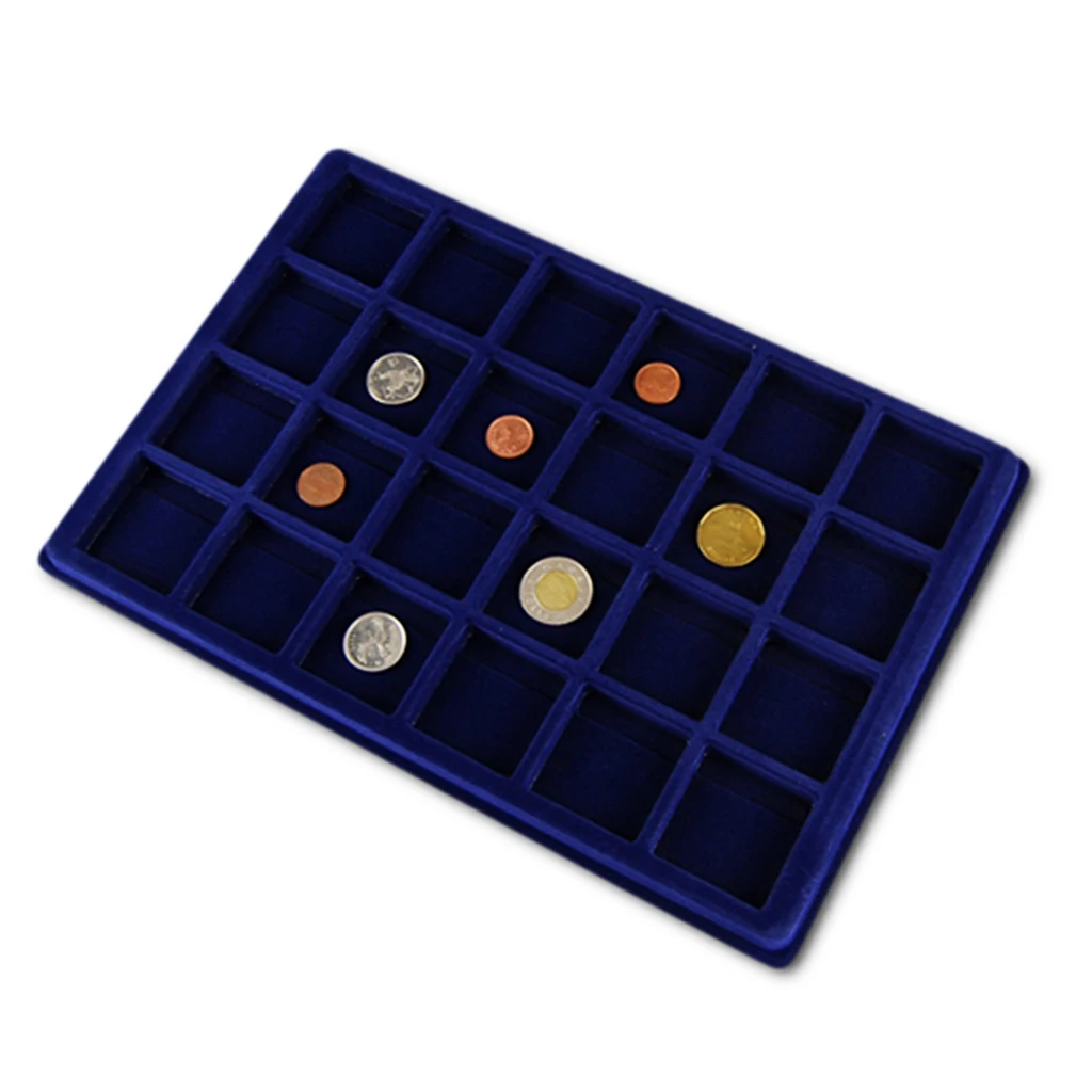

Professional 24 Grid Velvet Frame Series Coin/ Jewelry Display Storage Tray