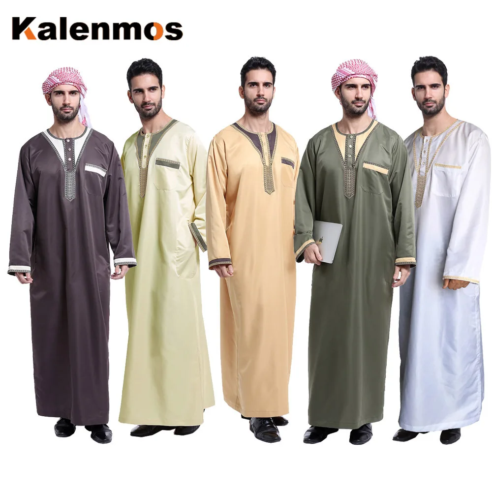 Мусульманский мусульманский ИС одежда мужская Jubba Thobe с круглым вырезом Женская