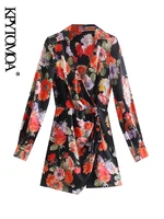 kpytomoa women 2021 fashion with covered buttons floral print mini dress vintage v neck long sleeve female dresses vestidos