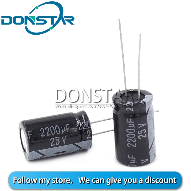 

10PCS 2200UF 25V Aluminium Electrolytic Capacitor 25v 2200uf 13*21mm Electrolytic Capacitor