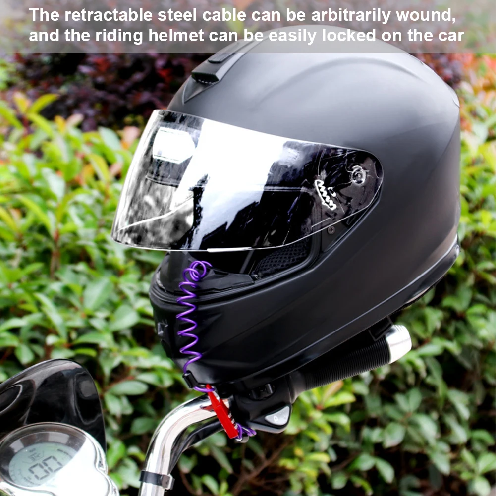 

Motorcycle Helmet Lock Cable Security Digital Code Lock Anti-theft Lock Motorcycle Riding Carabiner Helmet