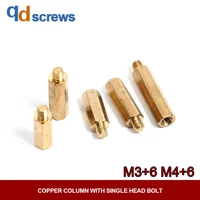 m3m46 copper hex isolation column with internal and external thread hexagonal copper column with single head bolt yjt 1045