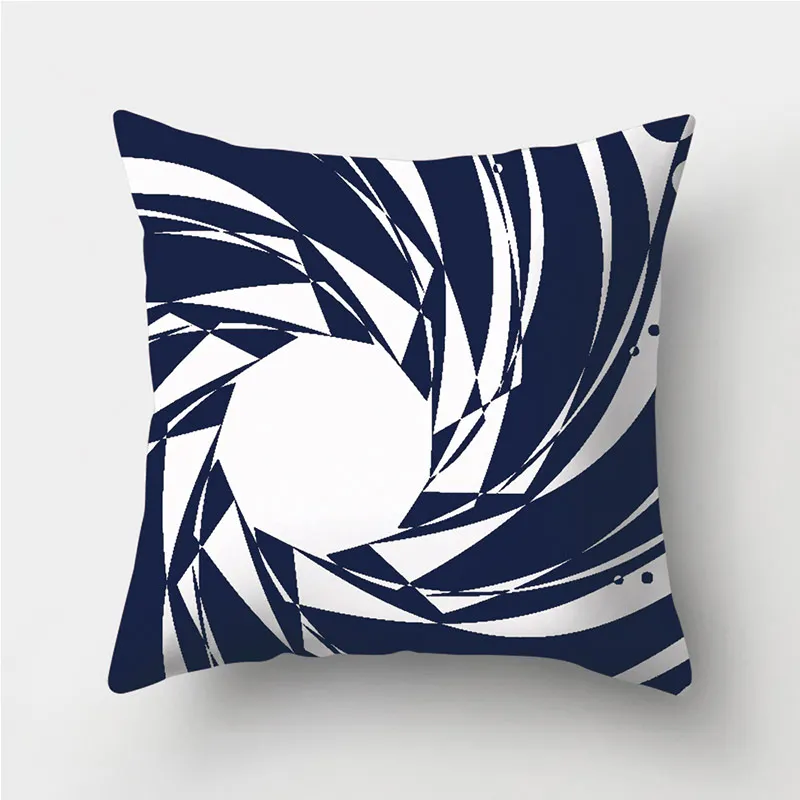 

Dark Blue Geometric Print Decorative Cushions Pillowcase Polyester Cushion Cover Throw Pillow Sofa Decoration Pillowcover 40936