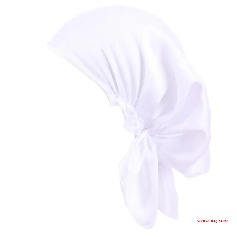 

Pre Tied Satin Night Sleep Chemo Hat Muslim Turban Elastic Beanie Cap Headscarf