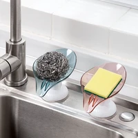 leaf punch free soap box drain soap holder rack suction cup rotatable multifunction kitchen bathroom supplies gadgets soap dish
