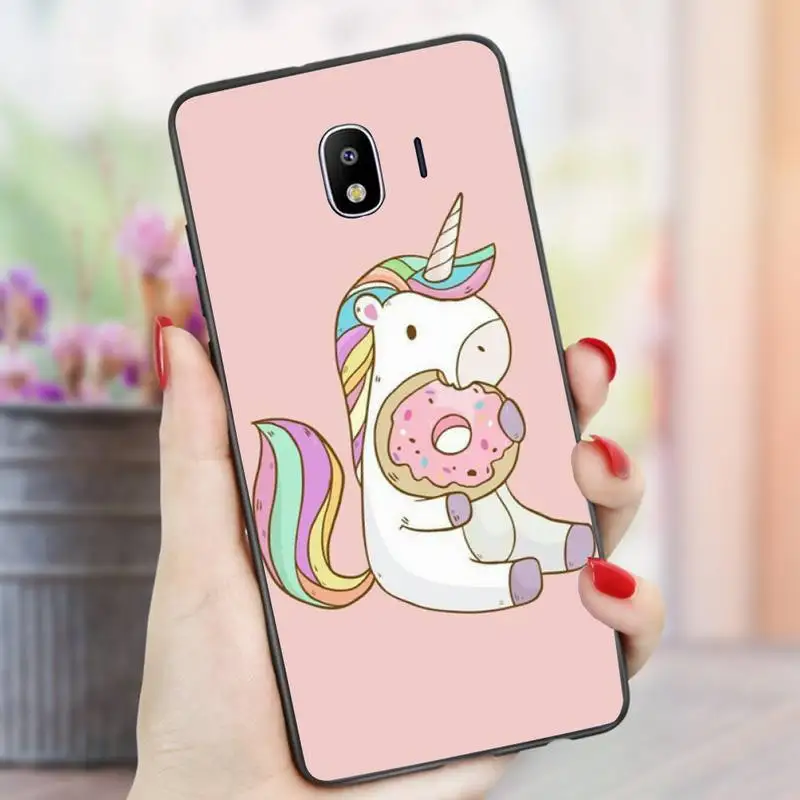 

Floral Unicorn Flamingo Phone Case For samsung Galaxy J5 2016 prime J8 note 10 20 lite plus pro Black Soft nax fundas cover