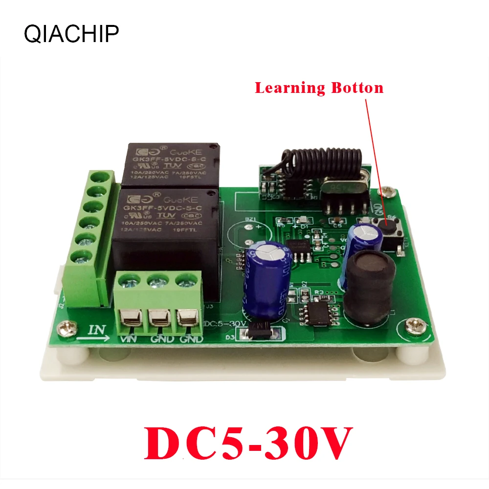 QIACHIP 433 МГц DC 5 30 в 2CH релейный модуль приемника универсальный беспроводной пульт