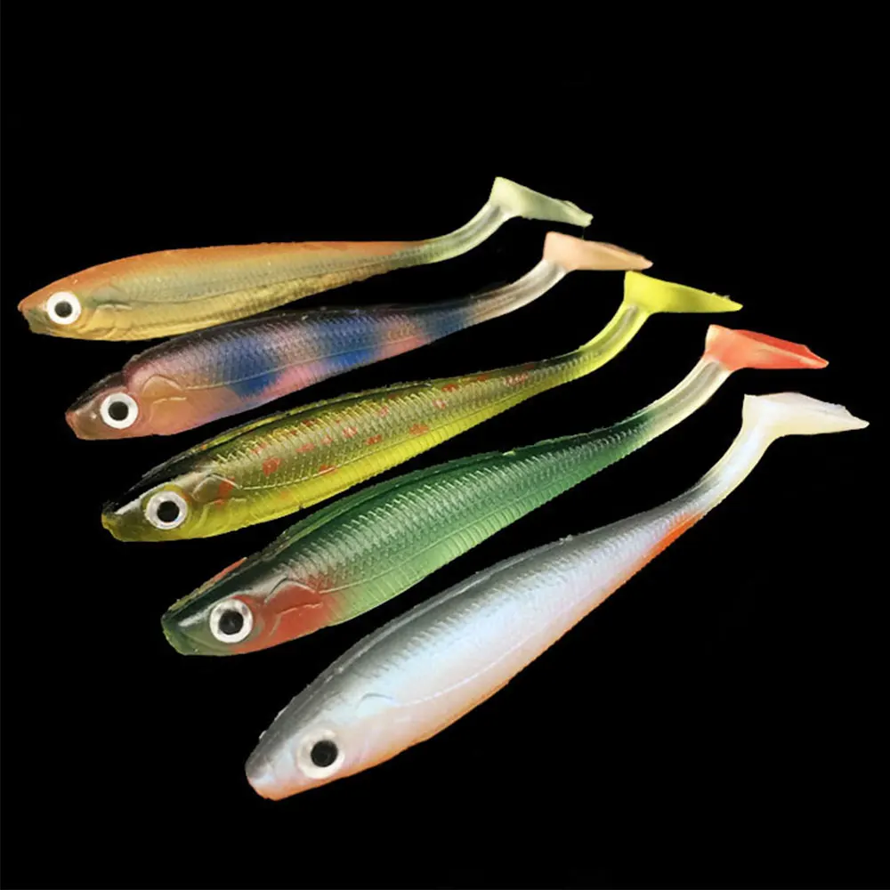 

HAOS 5pcs Soft Lure 9cm/5g Worm Soft Fish Fishing Lure Shad Manual Silicone Bass T-Tail Swimbait Fishing Tackle