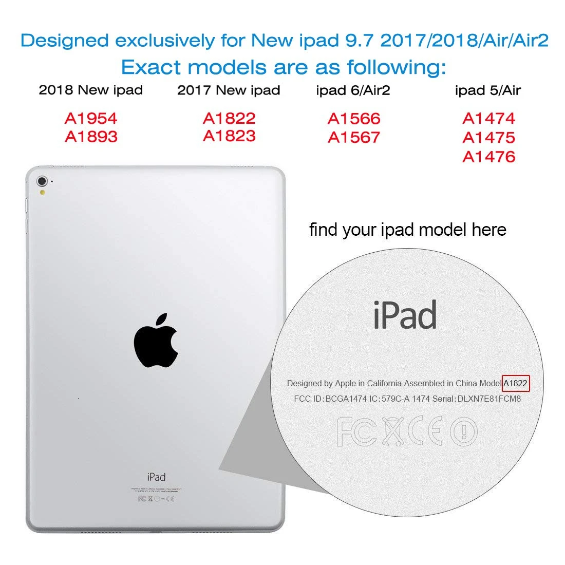 Для iPad Air 2 1 чехол из искусственной кожи Wake/Sleep для 2018 2017 9 7 крышка с рассеиванием