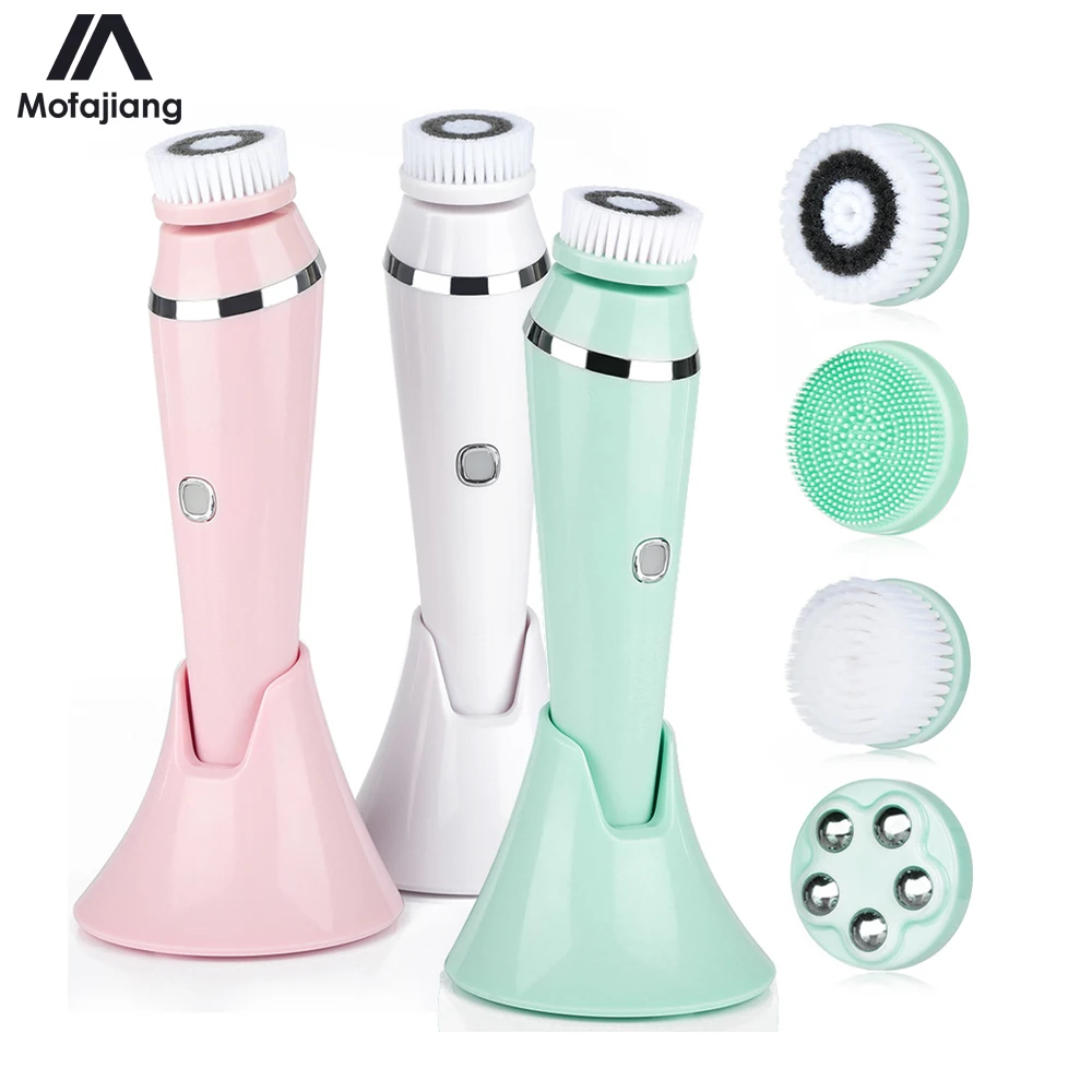 

4 in 1 Sonic Facial Cleansing Brush Blackheads Removal Acne Exfoliating Tool Facial SPA Kit with Base Pore CLean Beauty Machine
