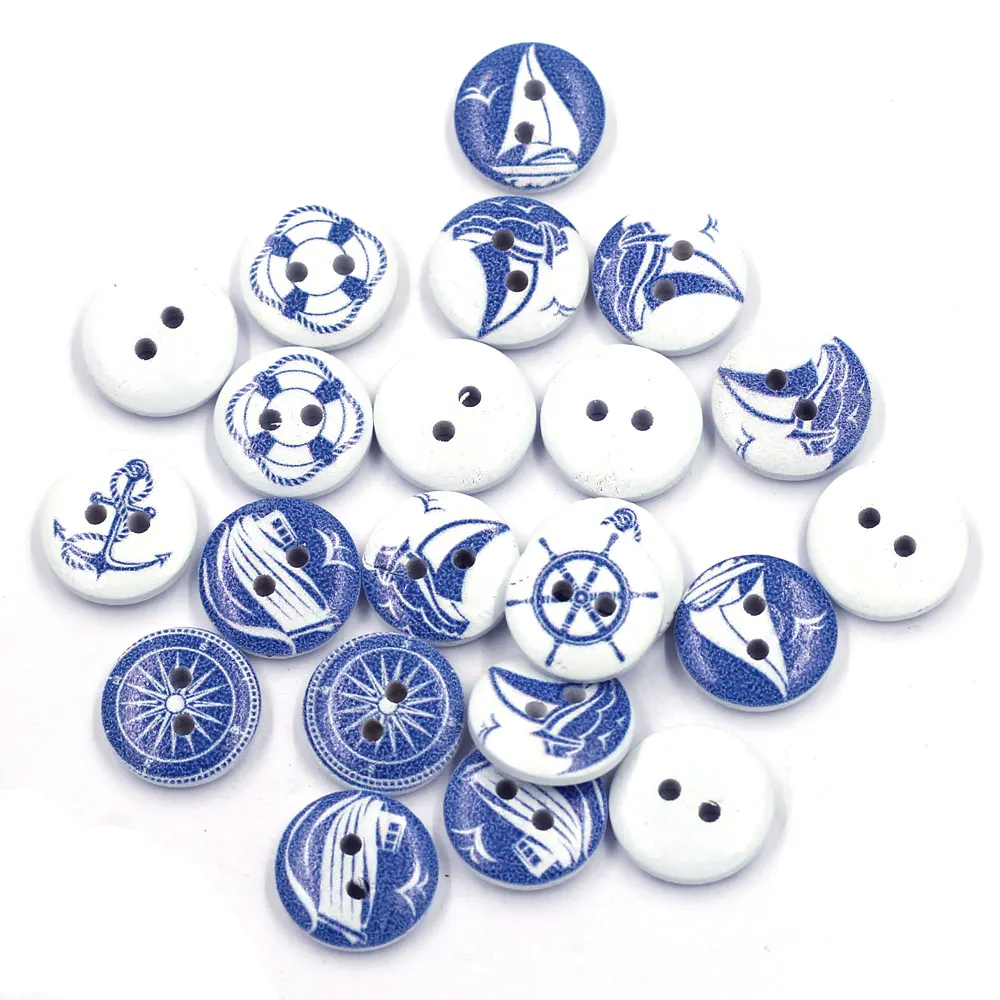 50 шт. круглые деревянные элементы с двумя отверстиями 15 мм|Пуговицы| |