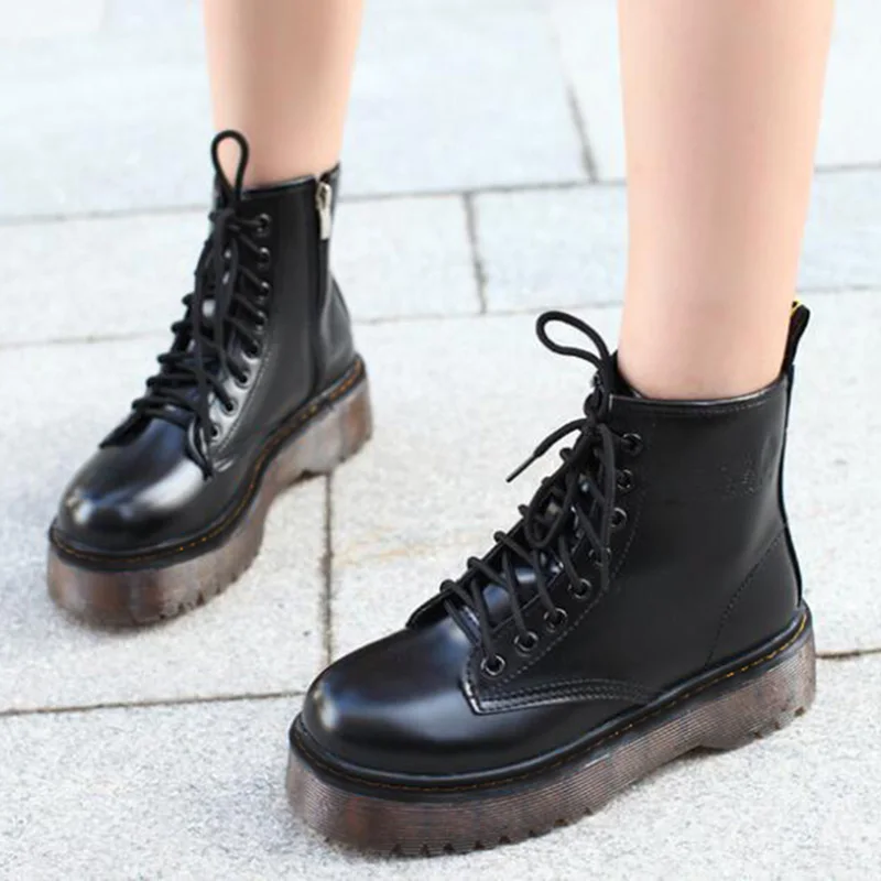 Модные женские зимние ботинки в стиле милитари сезон осень зима мотоциклетные