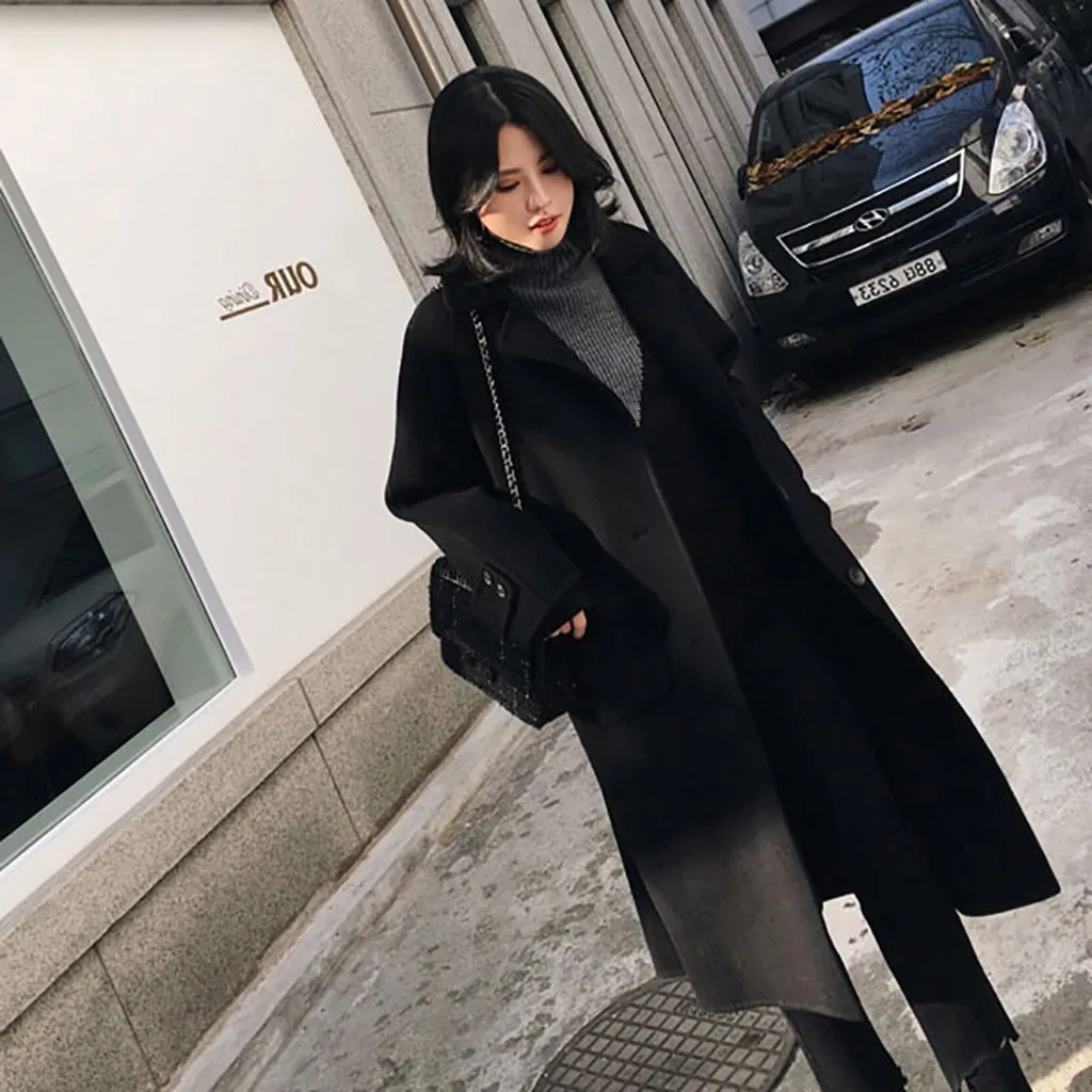 Женский кардиган с карманами SAGACE свободный однотонный длинный шерстяной