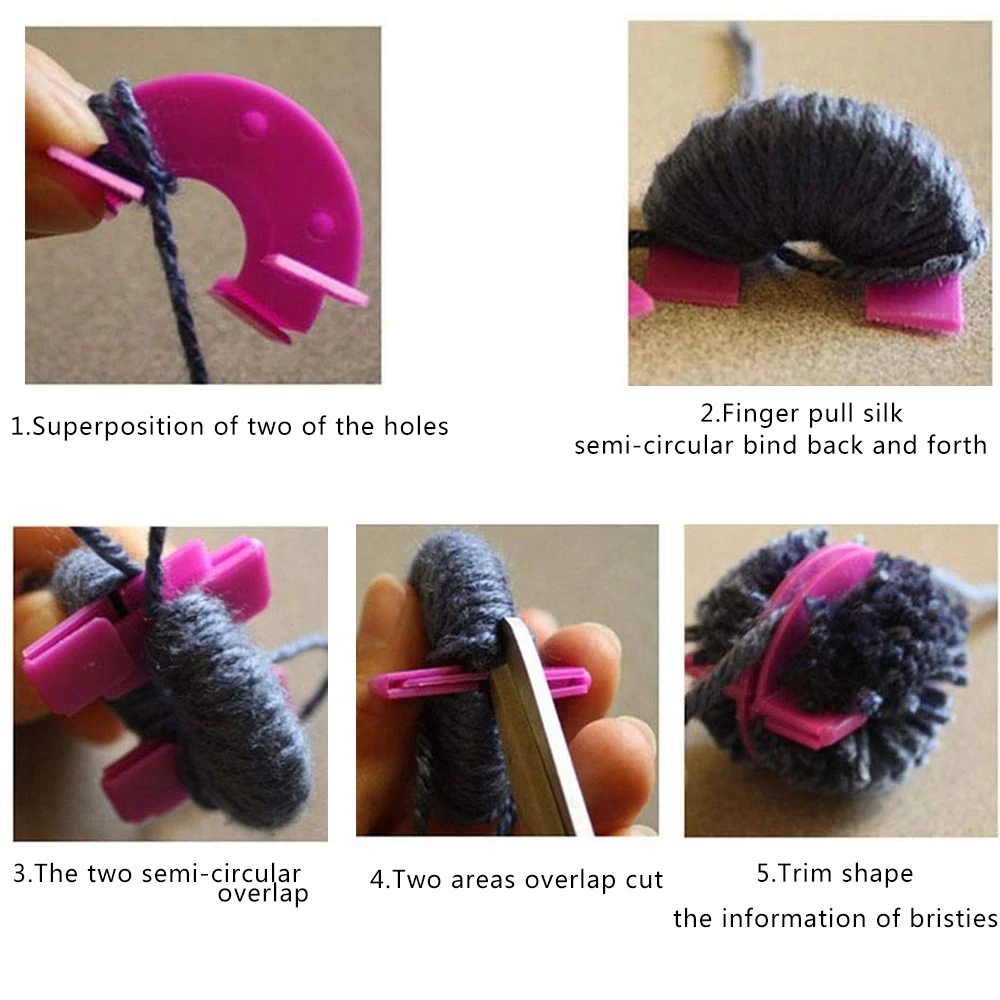 4 шт. помпоны для вязания шерсти различные размеры|Принадлежности рукоделия| |