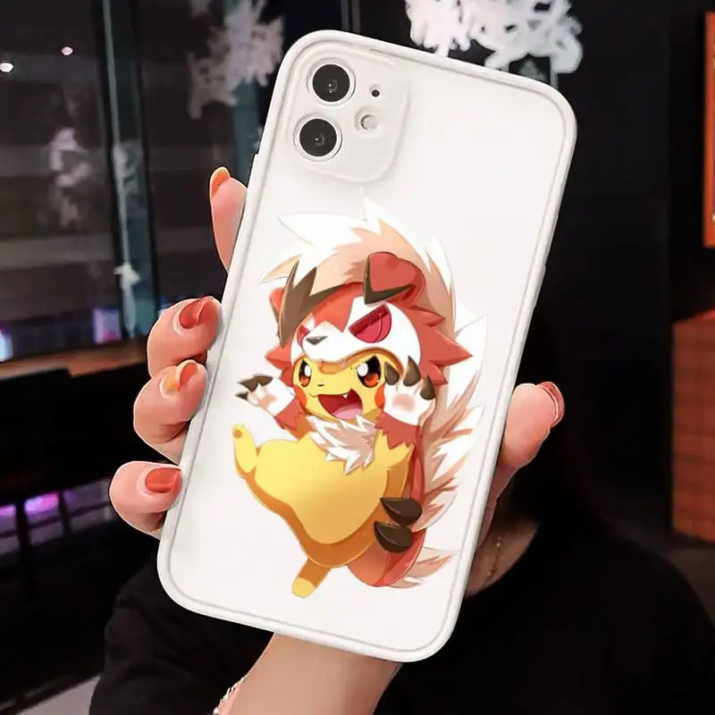 

Cartoon cute pikachu outfit Phone Cases Matte Transparent for iPhone 7 8 11 12 s mini pro X XS XR MAX Plus cover funda