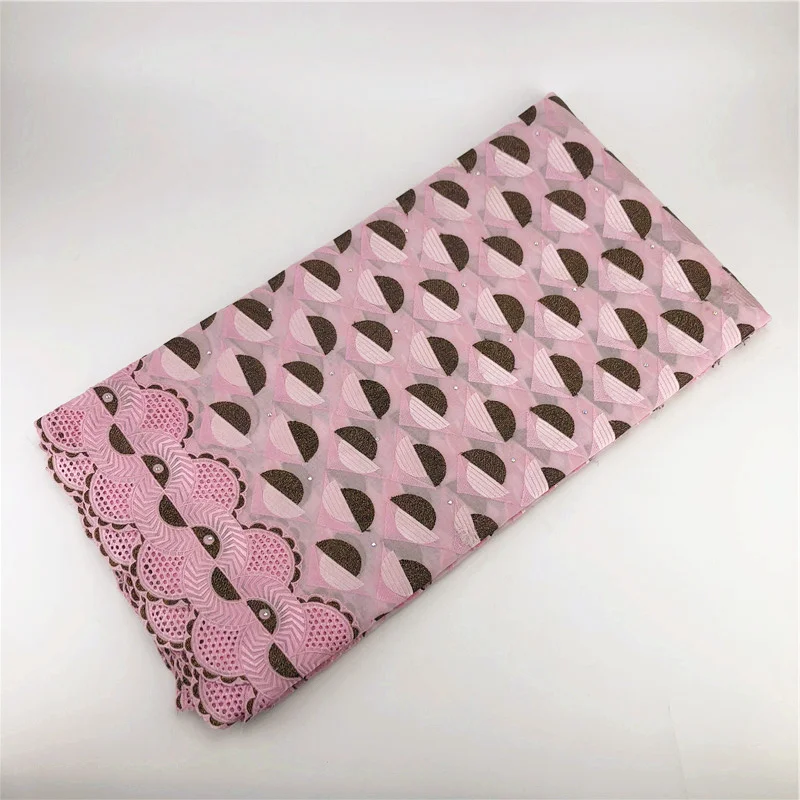 Популярные хлопковые нигерийская одежда 884 розовый кружевной ткани Бесплатная