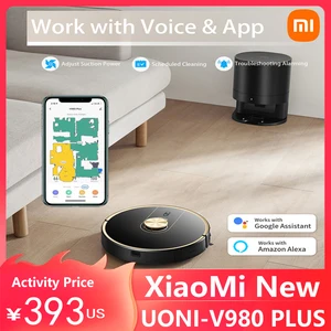 XiaoMi Uoni V980 Plus Sweeping Sucking and Dragging Integrated Vacuuming Robot Supports Work With Voice APP for Home and Office