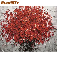 ruopoty frame red flower diy painting by numbers hand painted acrylic picture wall art modern oil painting for wedding decoratio