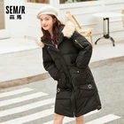 Пуховик SEMIR женский длинный с большим меховым воротником, новинка 2020, зимняя белая одежда, теплое плотное зимнее пальто для женщин