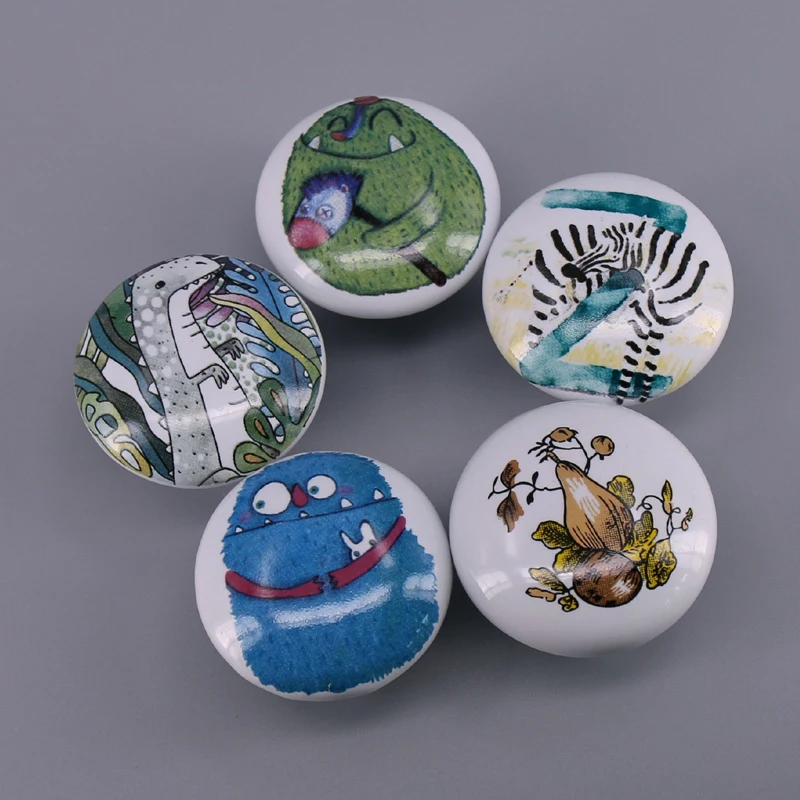 1 шт. белые ручки для комода с мультяшными персонажами керамические детской