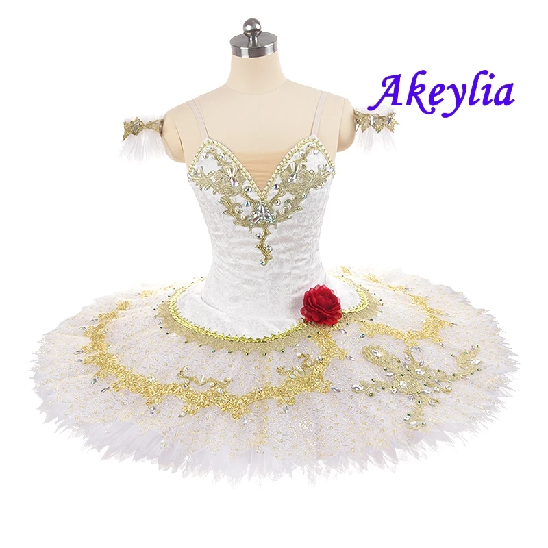High quality Don Quixote Professional Ballet Tutu for girls White gold Women ballet performance competition Costume dress JN0135