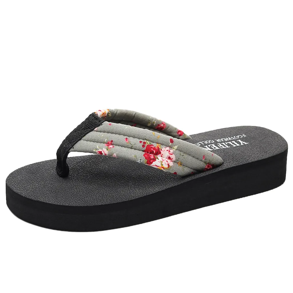JAYCOSIN Summer Flip Flops Women Slippers Floral Bling Beach 2020 New Fahsion Bohemian Ethnic Style Flat Shoes Female | Обувь