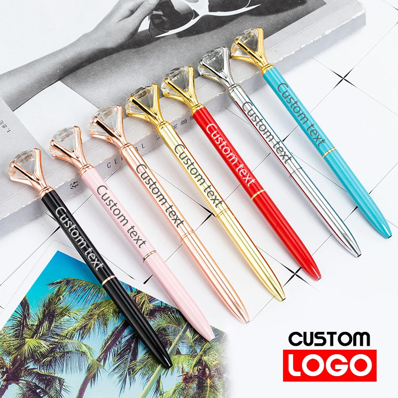 

Creative Big Diamond Ballpoint Pen Custom Logo Advertising Promotion Gift Pen Metal Pen Stationery Wholesale Lettering Name