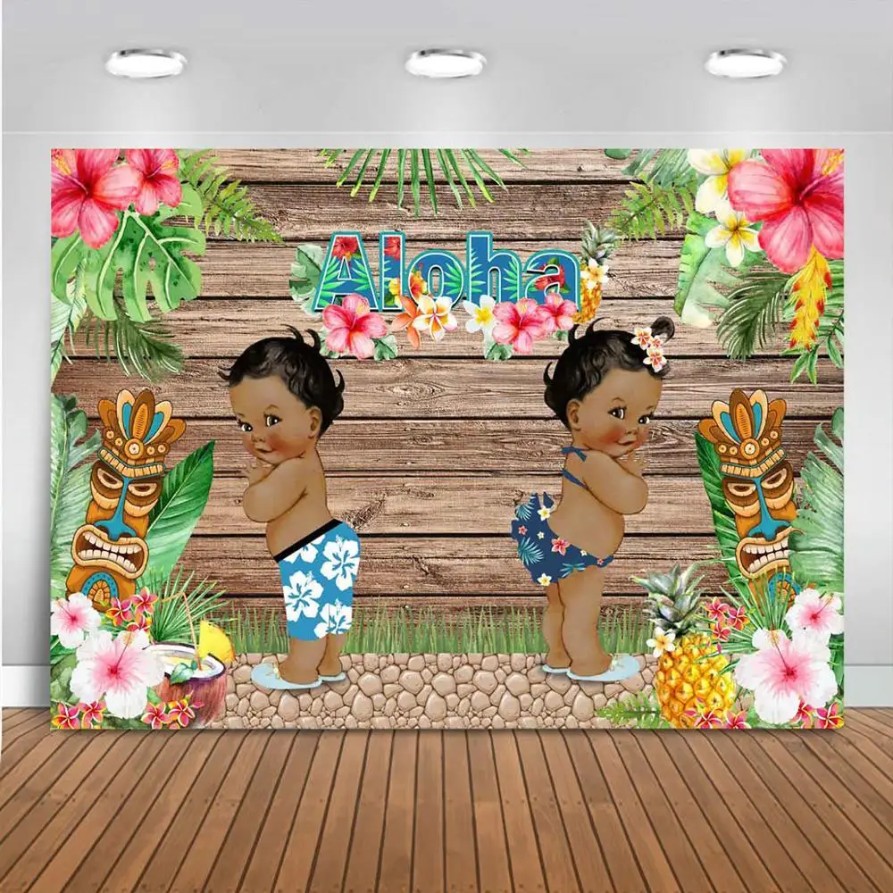 

Декорации для вечеринки в честь рождения ребенка Aloha, деревянный фон в гавайском стиле, для вечеринки в честь рождения ребенка, мальчика или ...