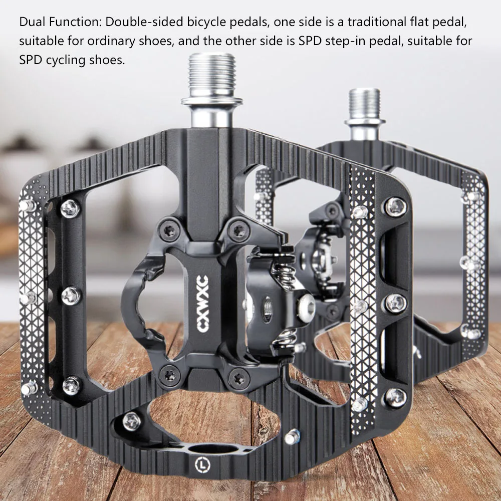 

CXWXC CX-156 Bike Pedal SPD System Mountain Bike Clipless Pedals CNC Bicycle Pedals Dual Platform for MTB Mountain Road Bmx Bike