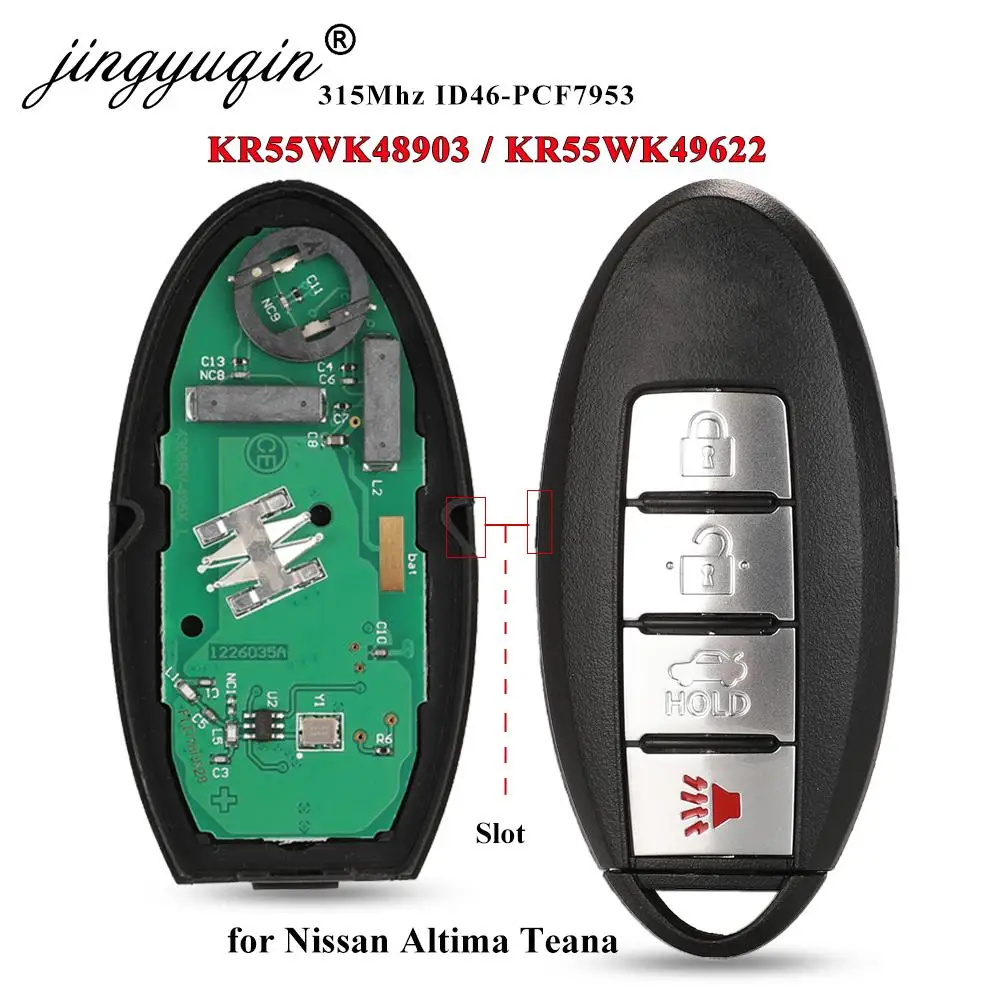 Умный Автомобильный ключ jingyuqin 315 МГц ID46 PCF7952 без ключа для Nissan Altima Teana Maxima Murano кросс-кабриолета KR55WK48903 KR55WK49622