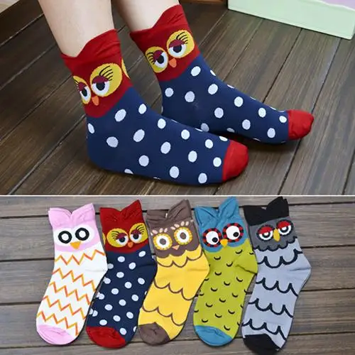 Милые женские носки хлопковые в горошек с милыми мультяшными животными веселые