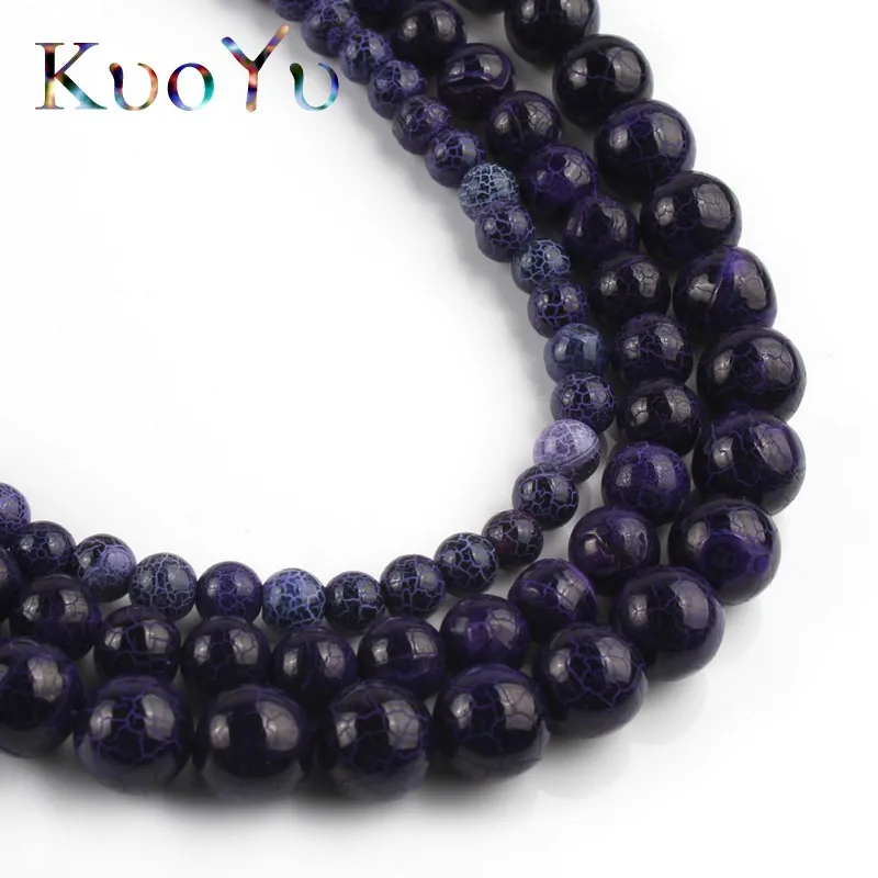 Бусины из натурального камня фиолетового цвета с трещинами огненные Агаты вены