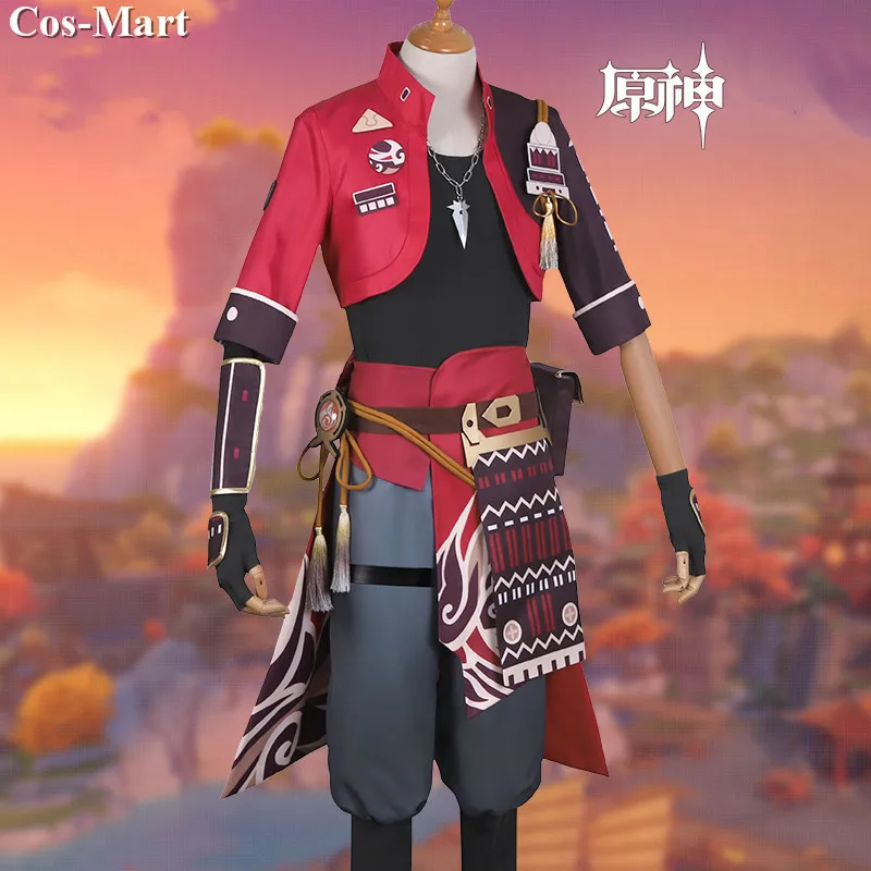 

New Game Genshin Impact Thoma Cosplay Costume Fashion Red Combat Uniform Full Set Male Activity Party Role Play Clothing M-XXL