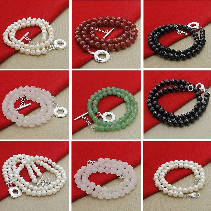 

2019 New Fashion 925 Sterling Silver Freshwater Natural Pearl Necklace For Women Wedding Luxury Jewelry