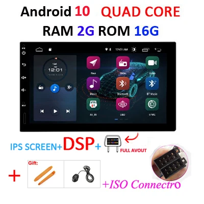 DSP ips для Nissan/hyundai/VW/TOYOTA/peugeot 307 2 din Android 10 Универсальный Автомобильный Радио ПК Мультимедийный плеер без dvd gps Авторадио - Цвет: ISO2G16GIPSDSP FULL