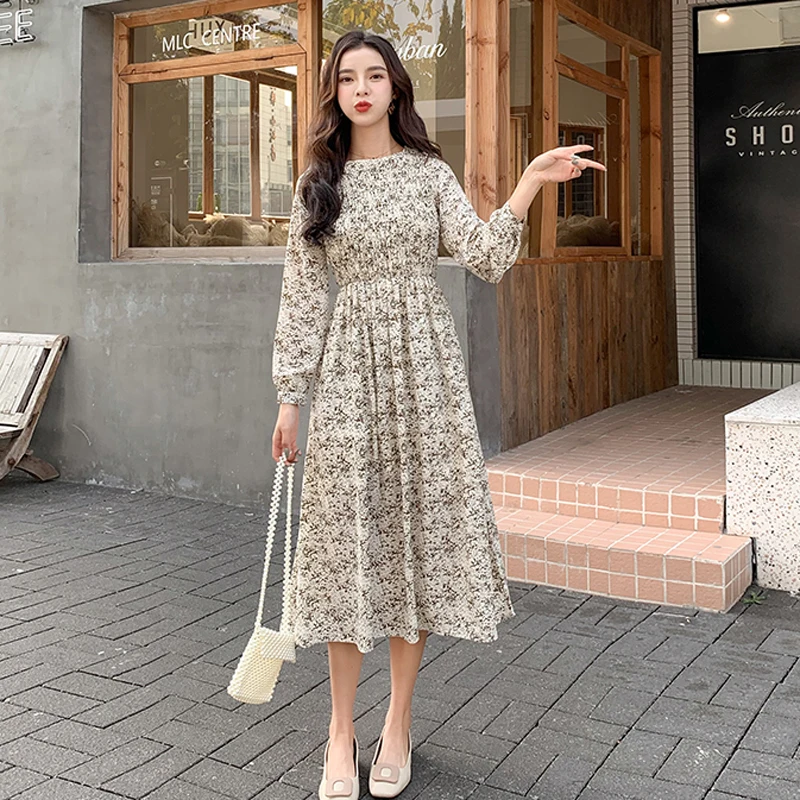 Женское платье-трапеция с круглым вырезом Mozuleva простое винтажное шифоновое