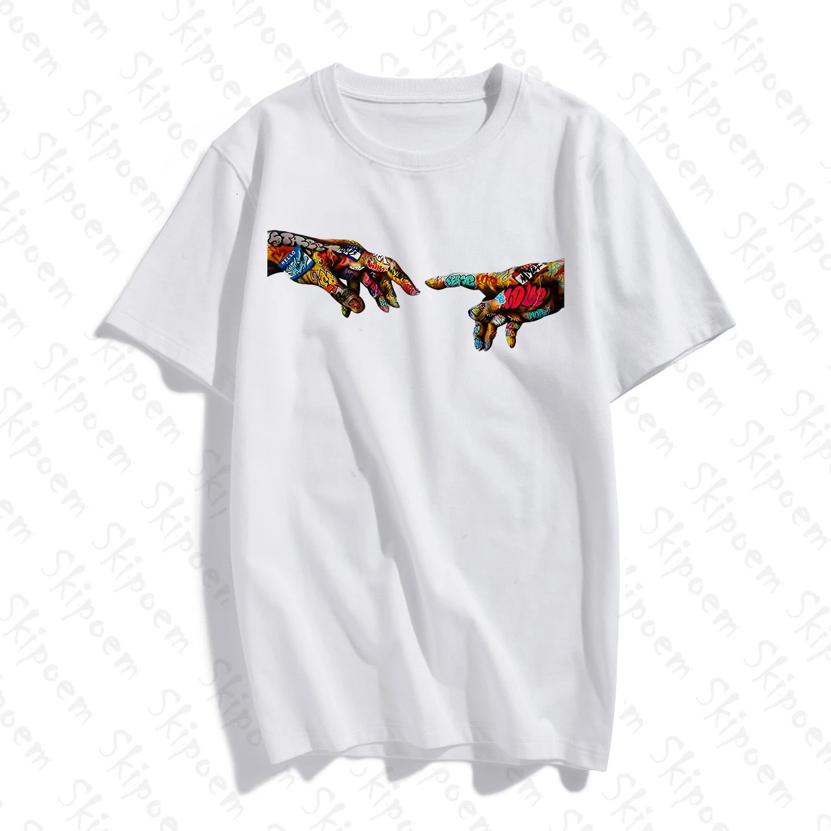 Абстрактная живопись ручной Of God T рубашка женская обувь из Кореи Kawaii Стиль