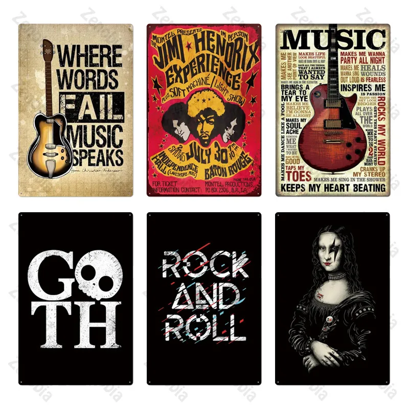 Оловянная винтажная металлическая вывеска Rock & Roll металлический винтажный