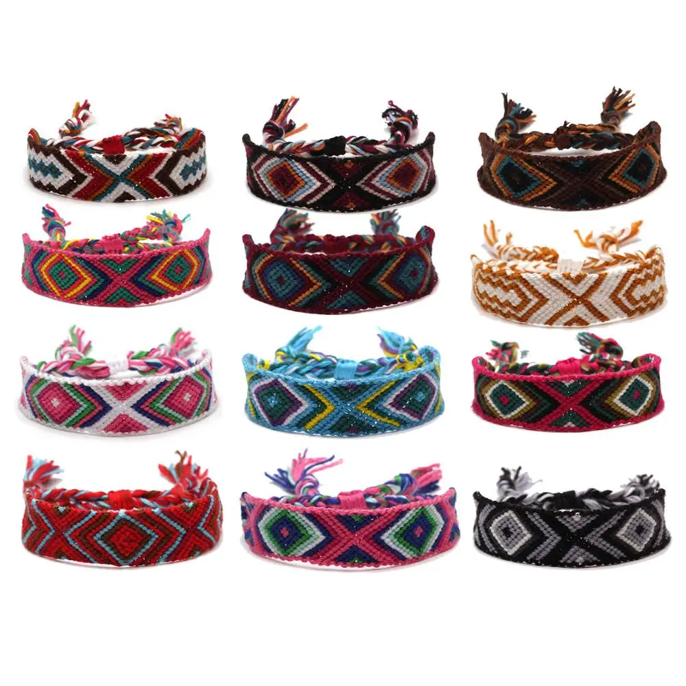 Женский и мужской браслет Boho Evil Eye разноцветный ручной работы с вышивкой в