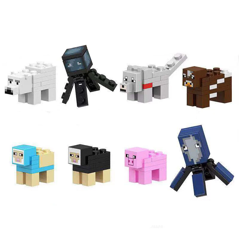 8Pcs Block B001 Горячие продажи зомби мой мир Супер Герои Ходячие мертвецы строительные блоки город фигурки Дракон Шахта Wrold Кирпичи игрушки для детей подарок - Цвет: 8Pcs Block B001